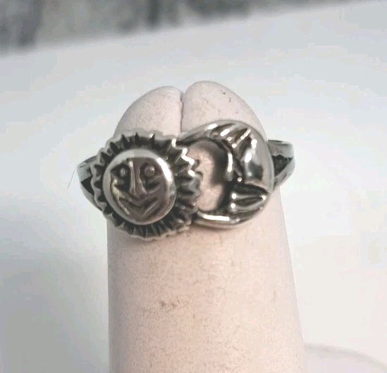 Moon & Sun Toe Ring Sterling 925 Silver Size 3