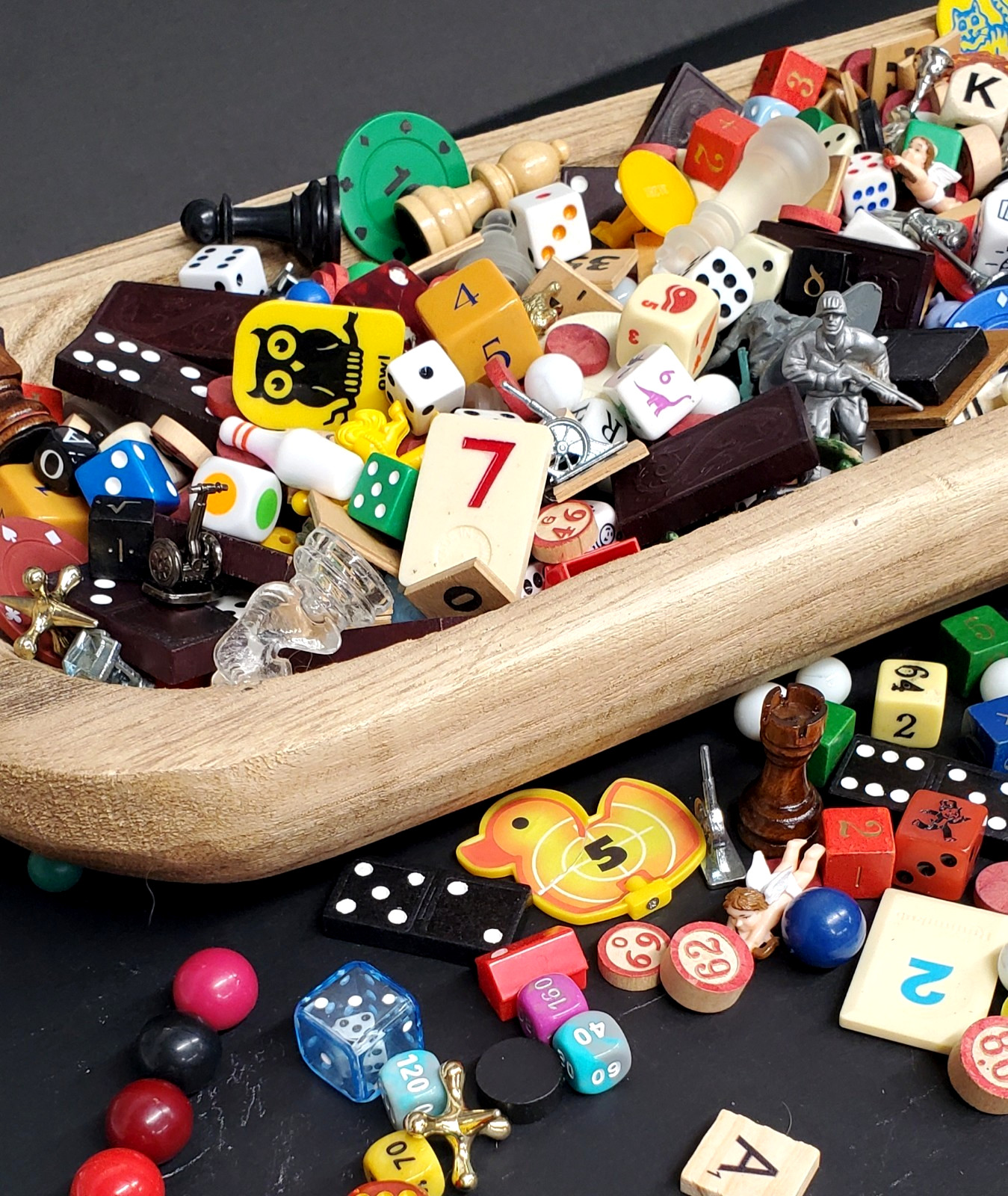30 Vintage Game Pieces-Random Lot-Dice-Tokens-Board Game Assemblage