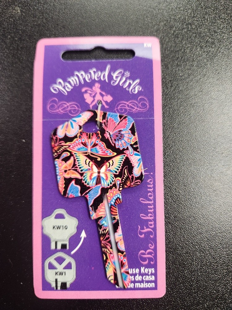 NEON BUTTERFLIES PRINTED KWIKSET KW1/KW10 KEYBLANK - READ DETAILS BELOW