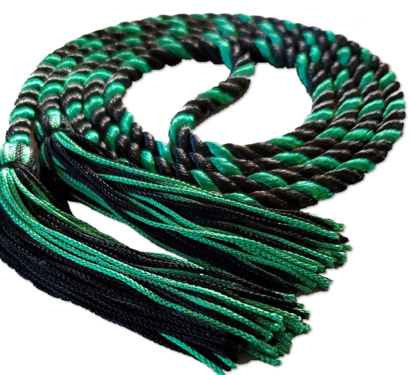 Graduation Single Honor Cord BLACK/GREEN INTERTWINED High School & College