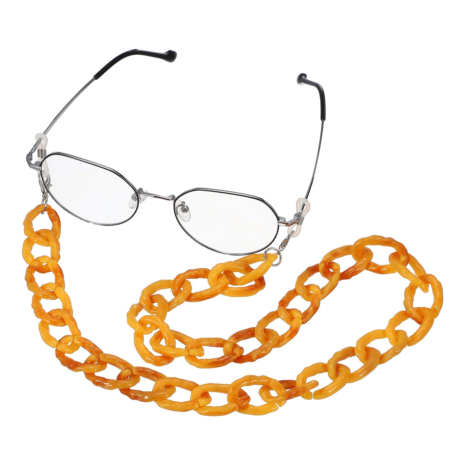 Glasses Chain, Oval Beaded Eyeglass Holder Chain Strap , Amber Yellow