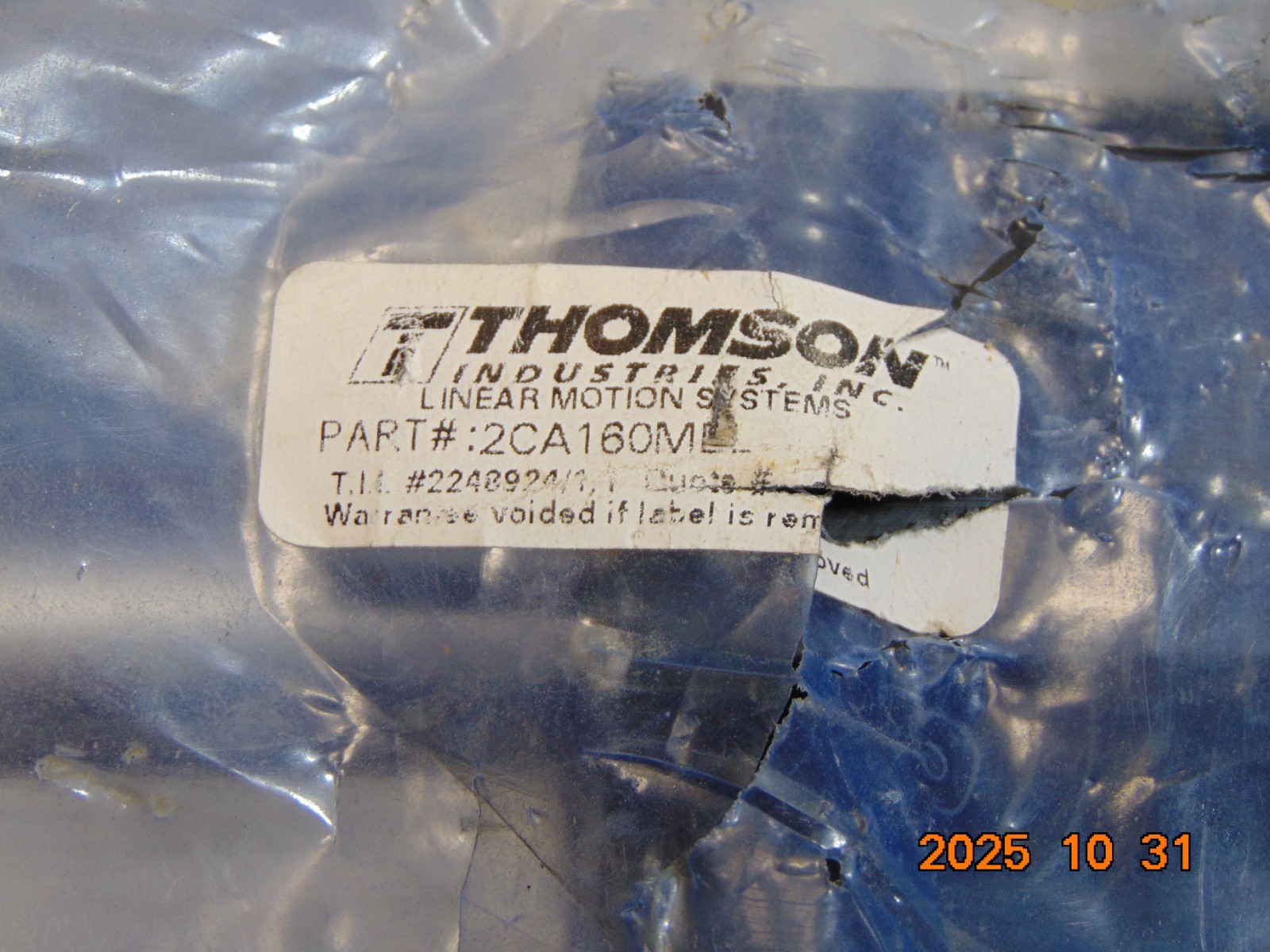THOMSON INDUSTRIES 2CA160MEL LINEAR GUIDE