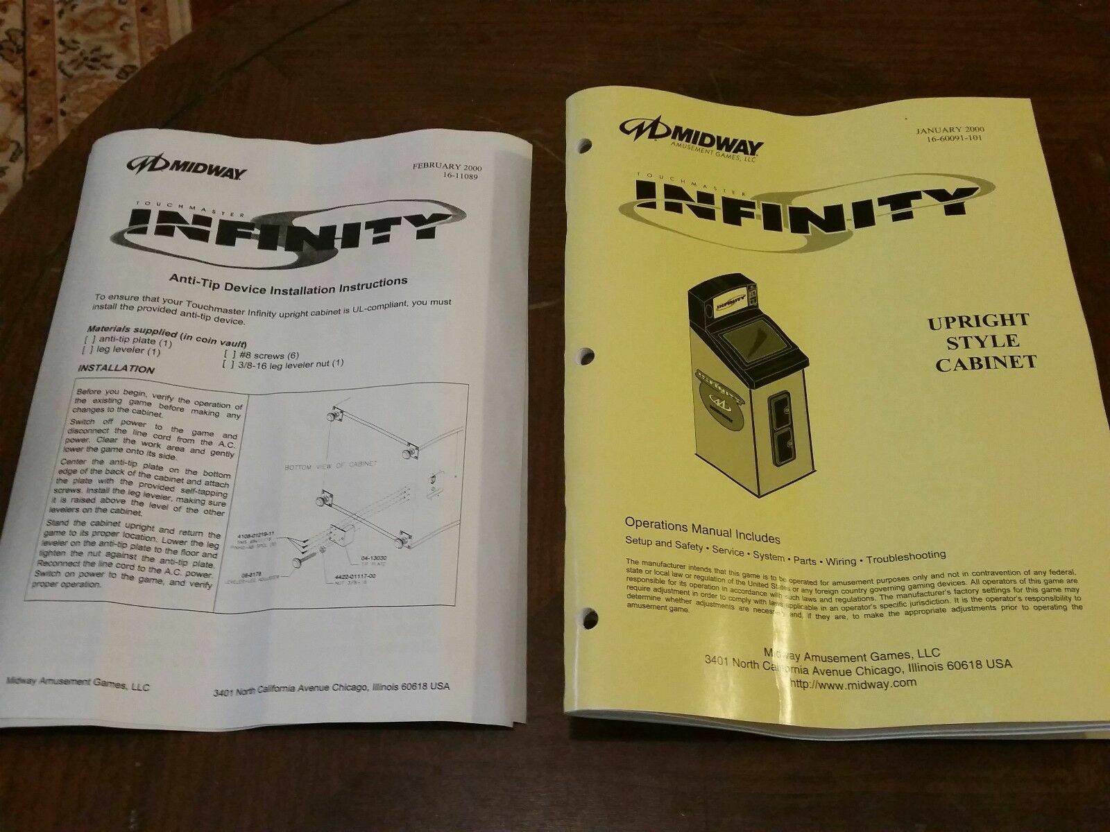 MIDWAY Touchmaster Infinity Operations Manual for Upright Style Cabinet