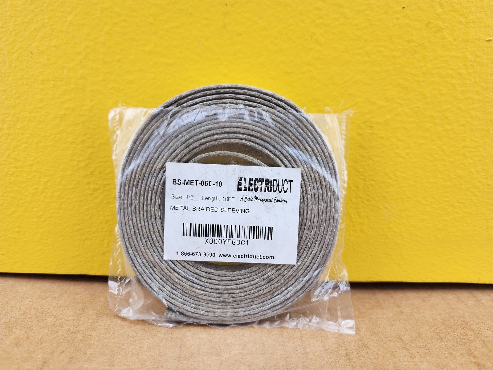 NEW Electriduct BS-MET-050-10 1/2" Tinned Copper Metal Braid Sleeving, 10 ft