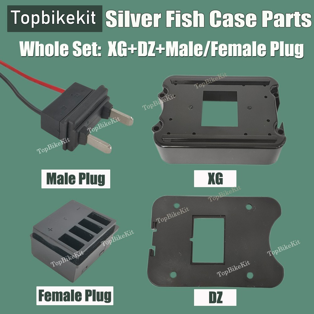 Sliver Fish Ebike Battery Case Box Bottom Part  Connector Male Female 2Pins