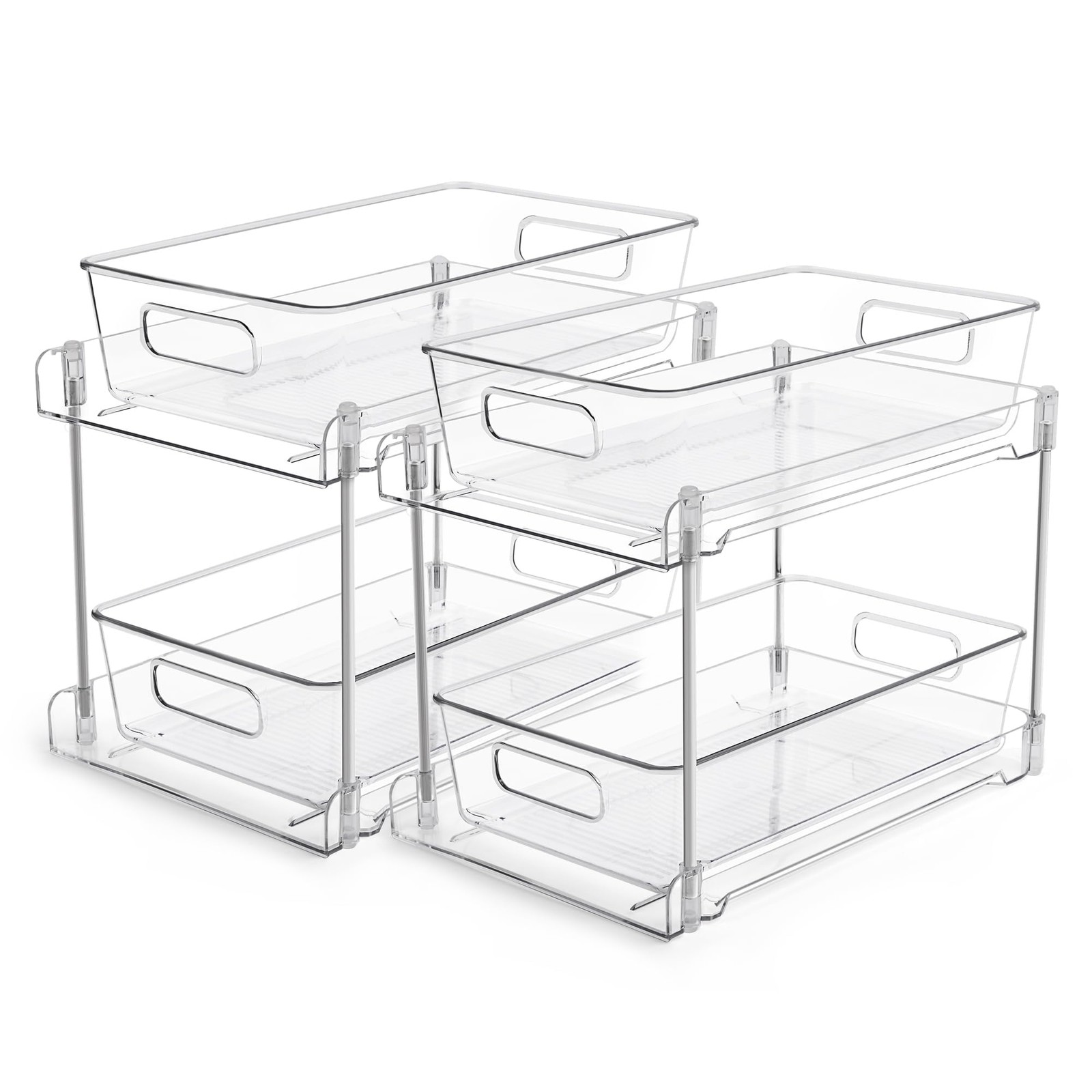 New Vtopmart 2 Tier Bathroom Storage Organizer, Pack Clear Under Sink Organizers