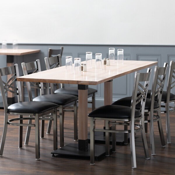 30" x 72" Rectangular Solid Wood Live Edge Restaurant Table Top in White Wood