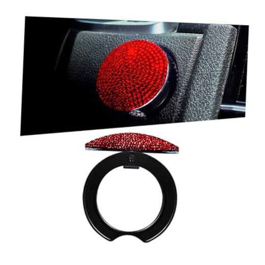 Bittwee Bling Car Engine Start Stop Button Cover, Rhinestone Shiny Diamond Red