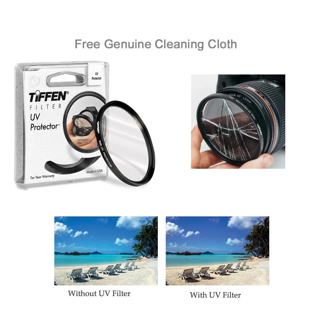 Tiffen 58mm UV Protector Clear Glass Filter for Camera Lens Impact Resistance