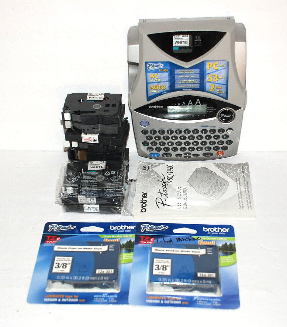 BROTHER PT 1950/1960 Labeling System Label Maker 13 Cartridges User Guide Bundle