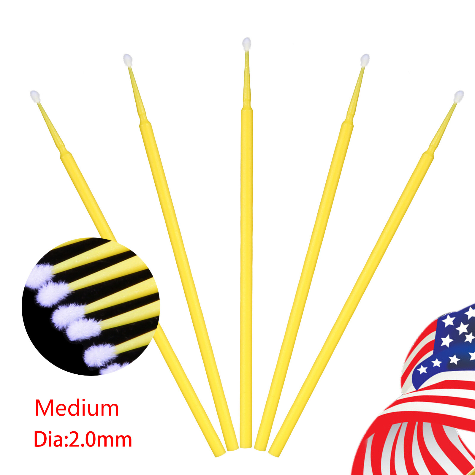 100*Dental Micro Brush Disposable Materials Tooth Applicator Eyelash Medium sl