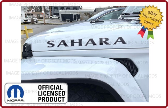 Set of 2: Jeep Wrangler SAHARA Hood decals stickers graphics Gray Black FK2D1