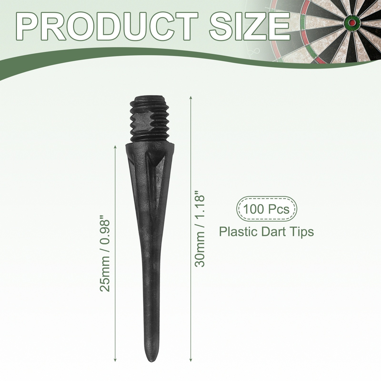 Plastic Dart Tips, 2BA Thread Soft Tip Dart Accessories 100 Pack & Black