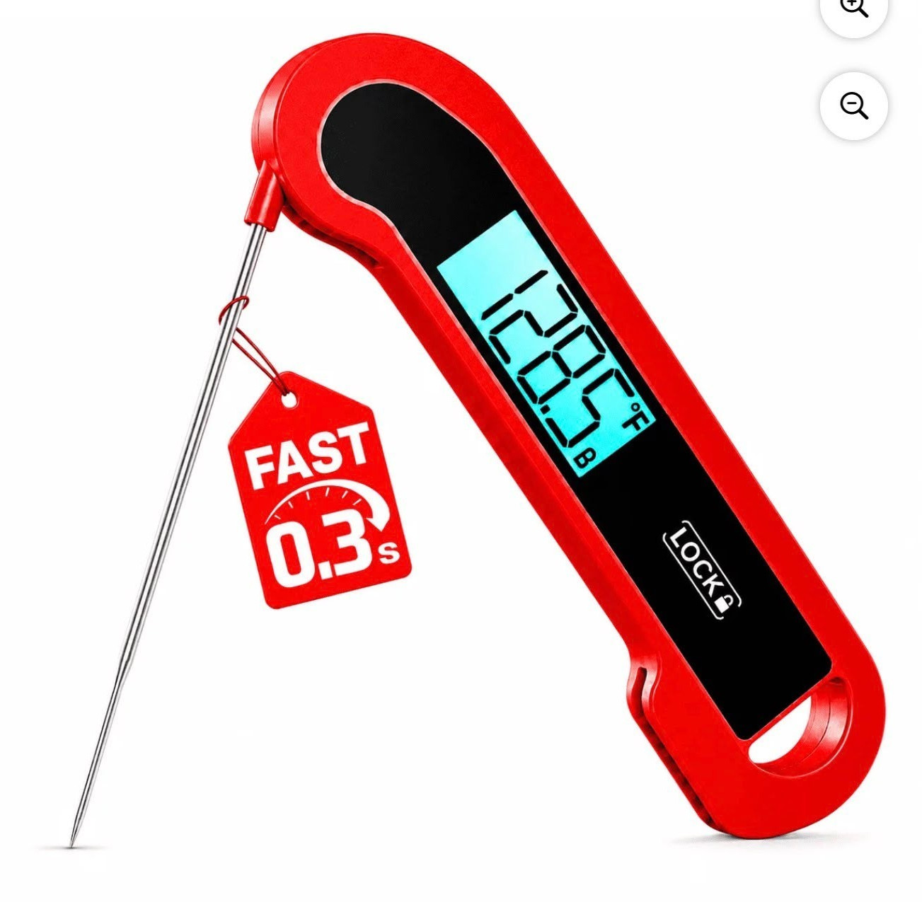 FM153 Instant Read Digital Meat Thermometer Thermocouple Folding Probe Red