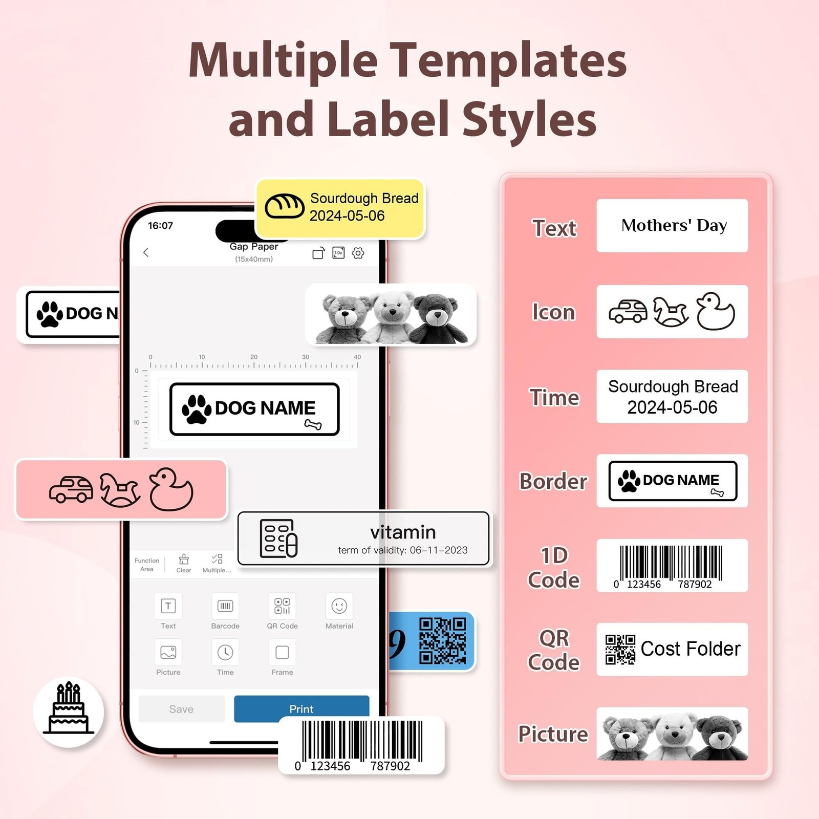 P21 Label Maker Machine with Tape, Label Printer Thermal Mini Label Makers wi...