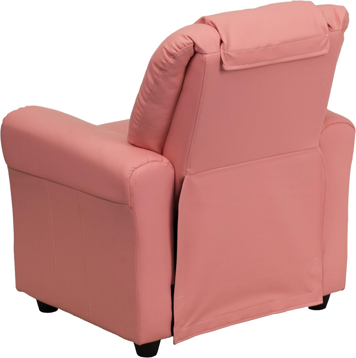 Pink Kids Recliner Chair with Cup Holder & Safety Recline, Supports 90 lbs