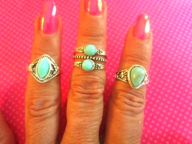 Turquoise toe ring set 3 PIECES