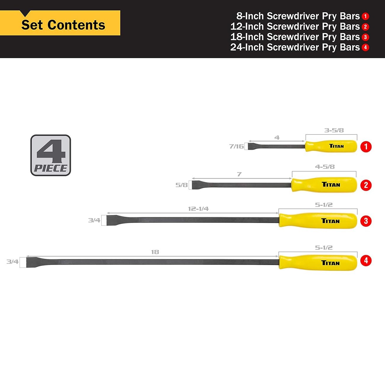 Titan 4 pc Pry Bar Set