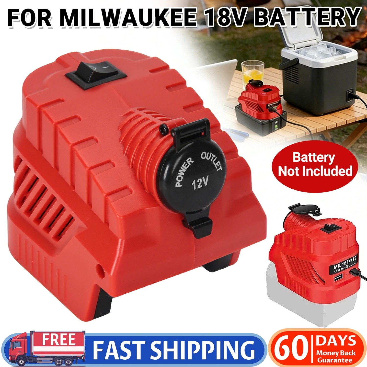 18V to 12V Step Down Converter For Milwaukee M18 18V Battery Power Adapter AU