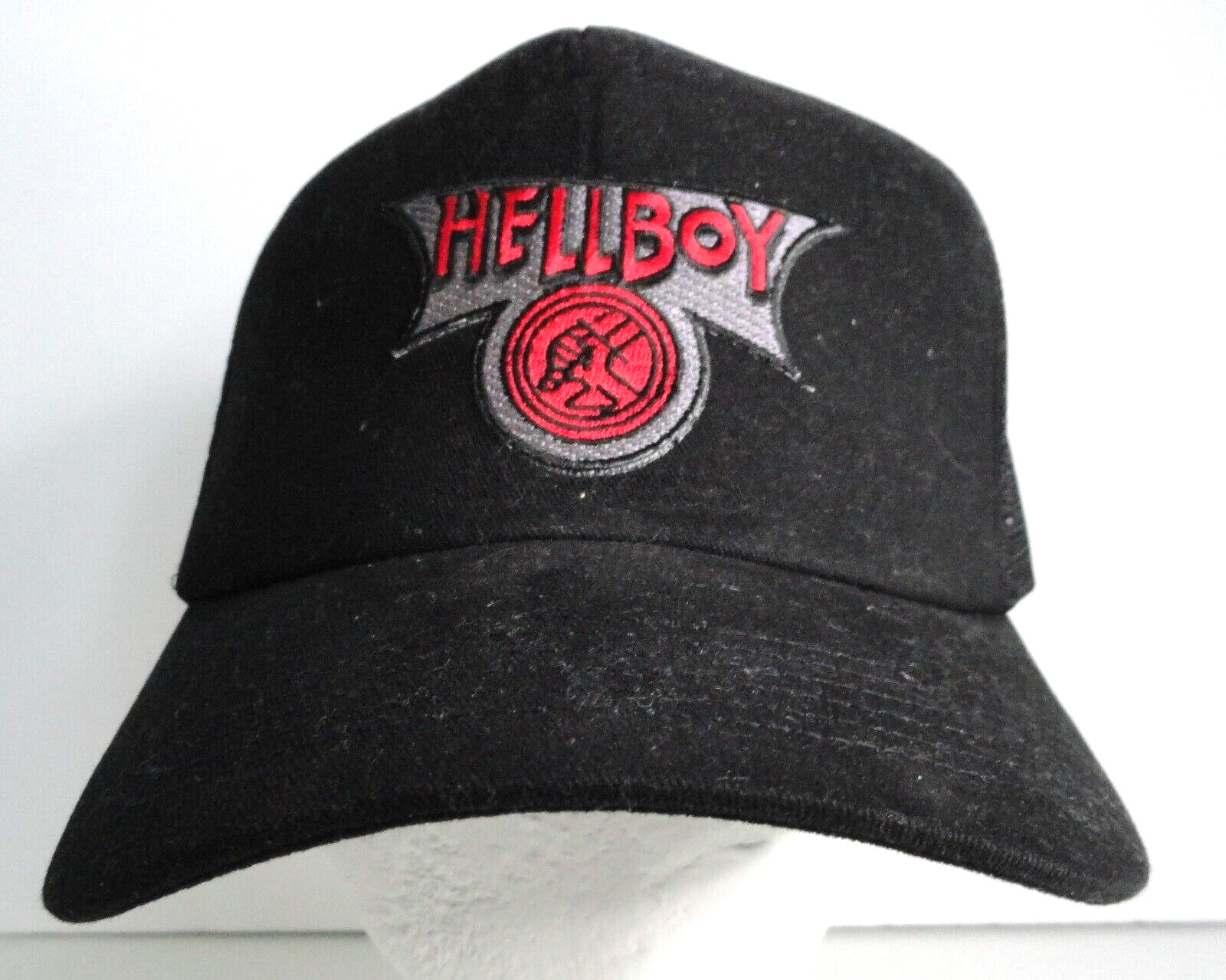 Hellboy Movie/Comic Logo Embroidered Patch on Black Trucker Cap/Hat