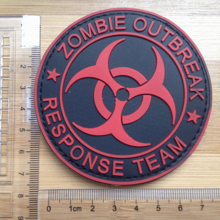 Red ZOMBIE HUNTER OUTBREAK RESPONSE TEAM PVC TACTICAL BIOHAZARD PATCH