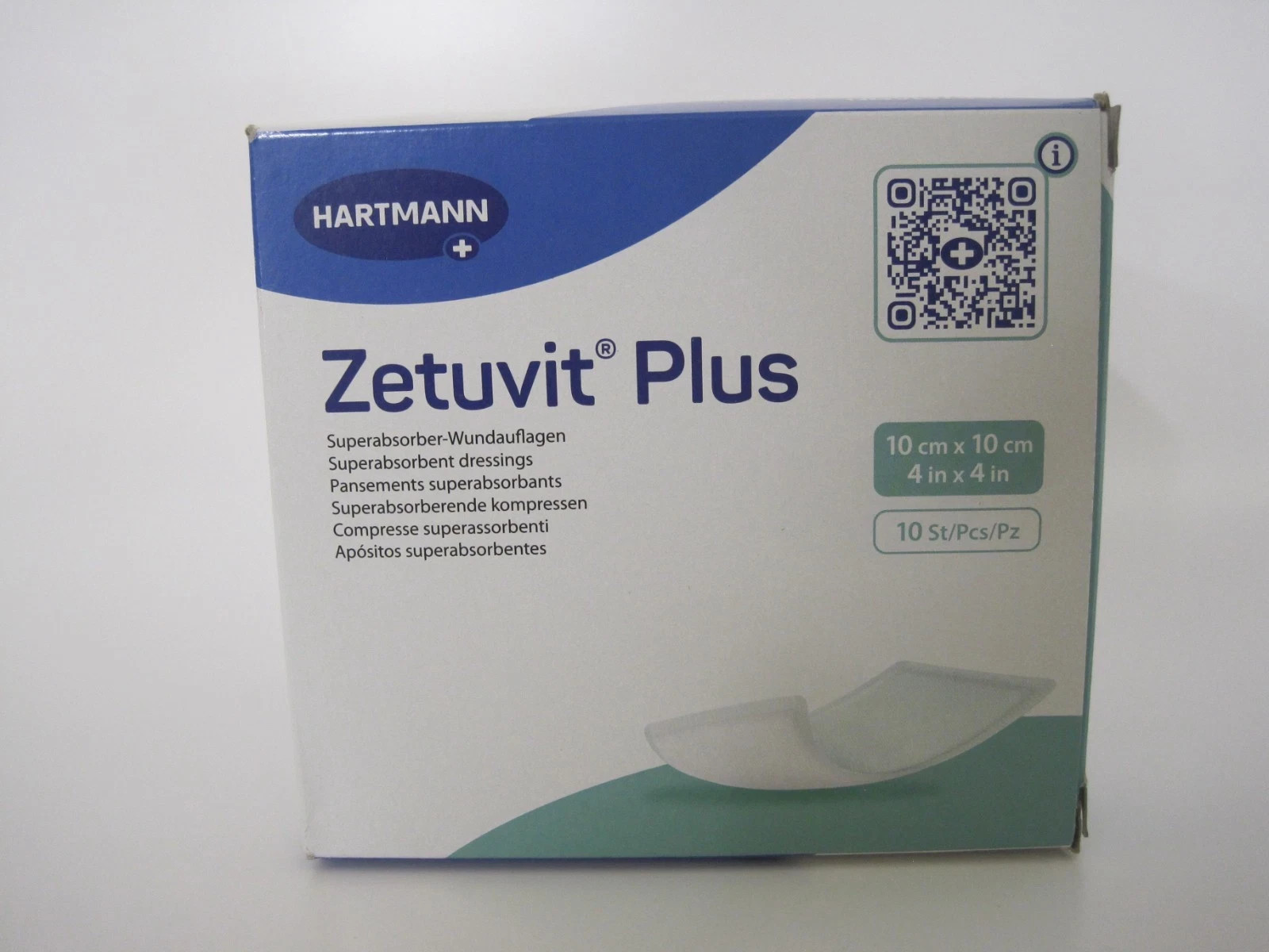 Zetuvit Plus Super Absorbent Dressing 413110 White / Green 4 x 4" Sterile 10 Ct
