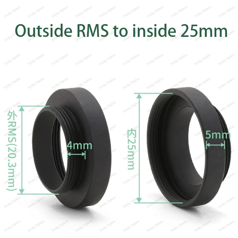 External RMS to 25mm Internal Microscope Objective Adapter Ring