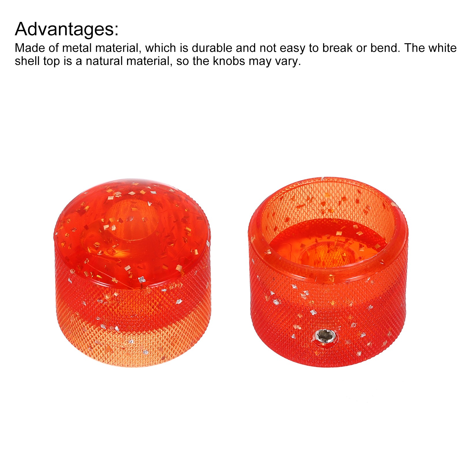 Dome Knobs Guitar Knob 6mm Flake Glitter Red with Inner Hexagon Spanner 2Pcs