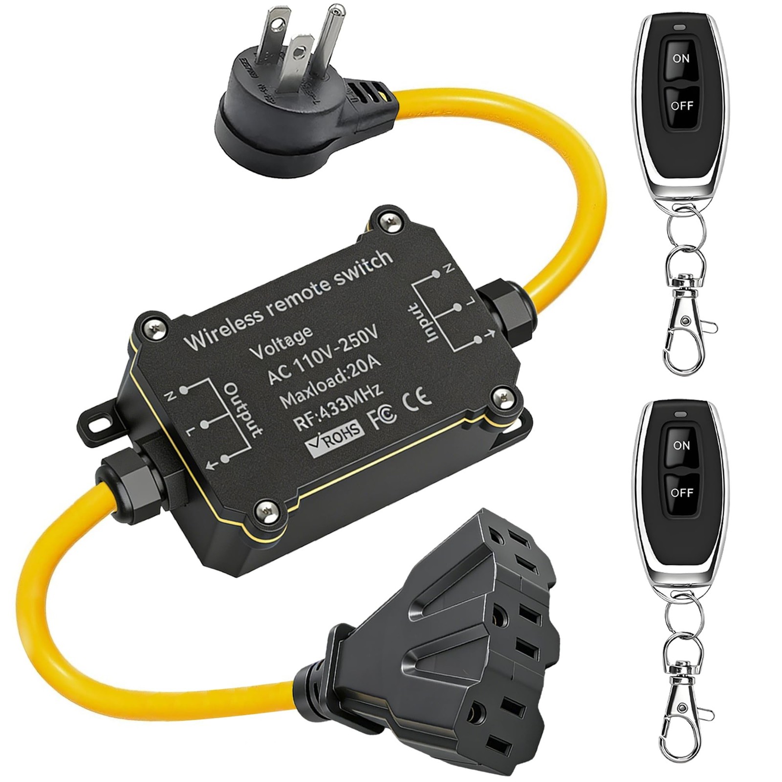 Outdoor Wireless Remote Power Socket,AC 110V-250V Waterproof Remote Power Swi...