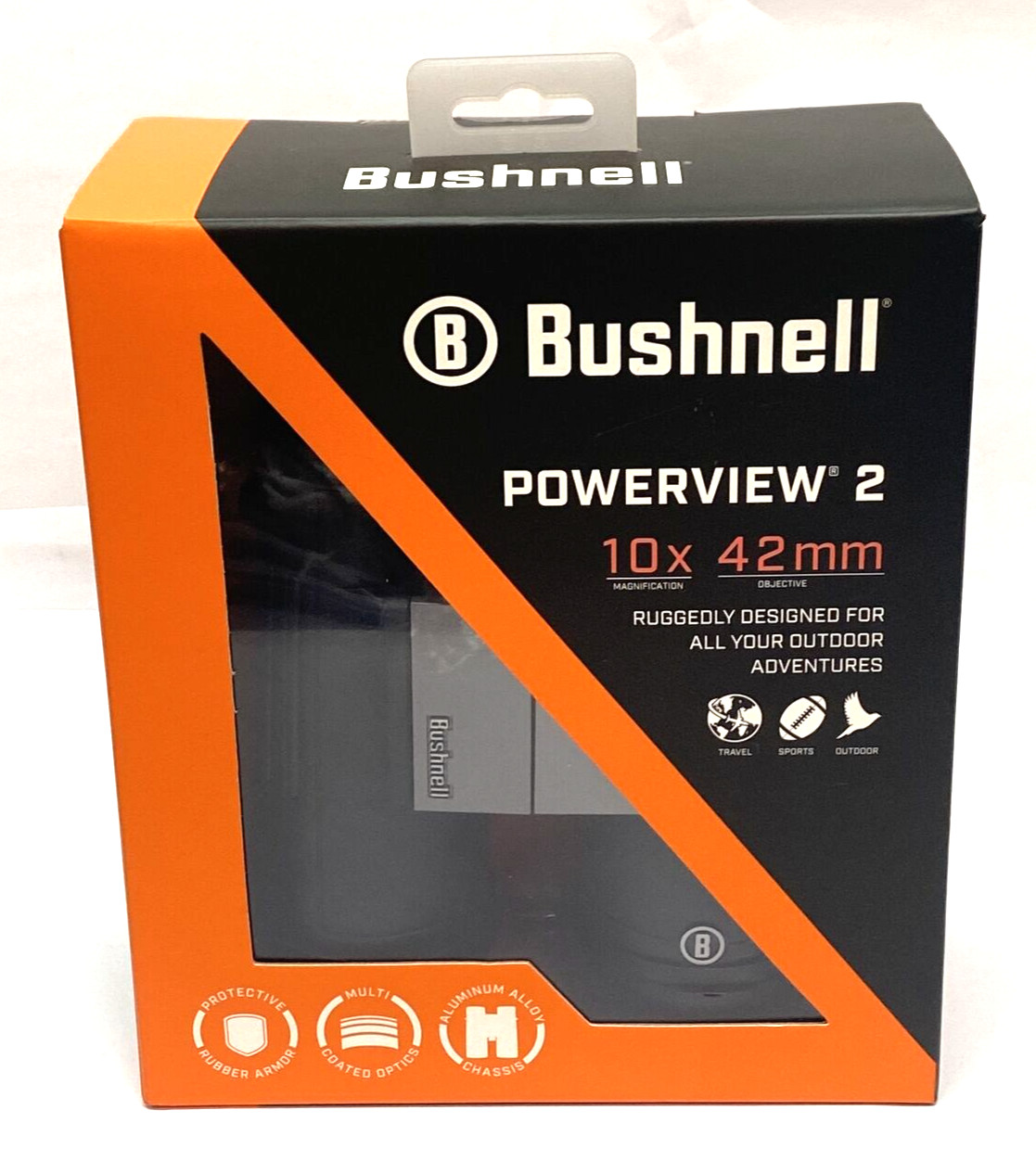 Bushnell PowerView 2 Folding Binoculars 10 x 42mm Roof Prism Aluminum - PWV1042