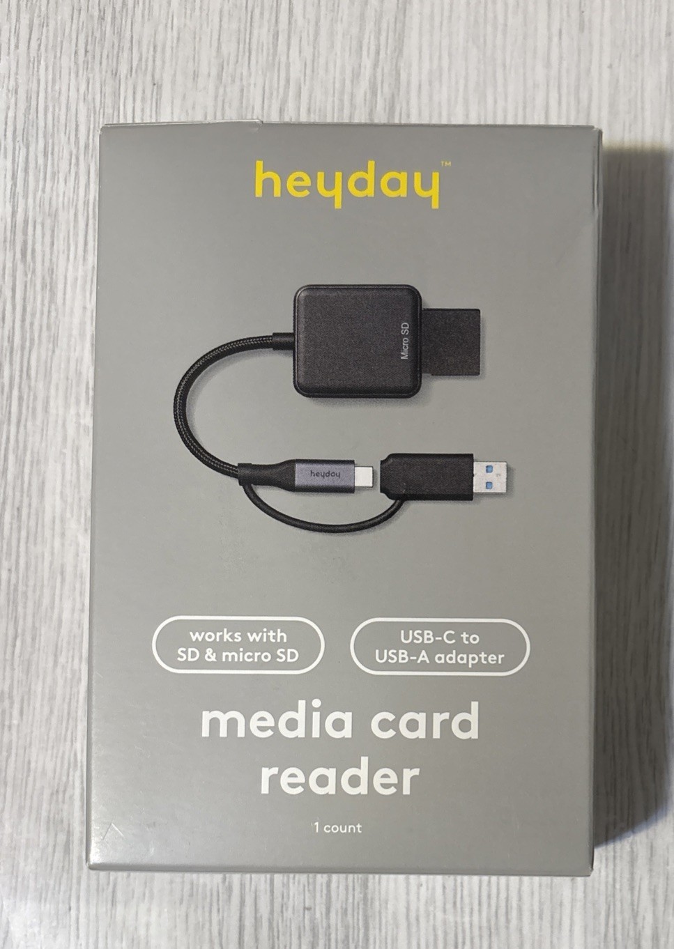 Heyday USB-C to USB-A Media Card Reader Adapter Works With SD & Micro SD- Black