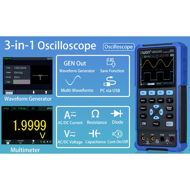 HDS2202S Handled Digital Oscilloscope for OWON HDS200 Series High Performance--