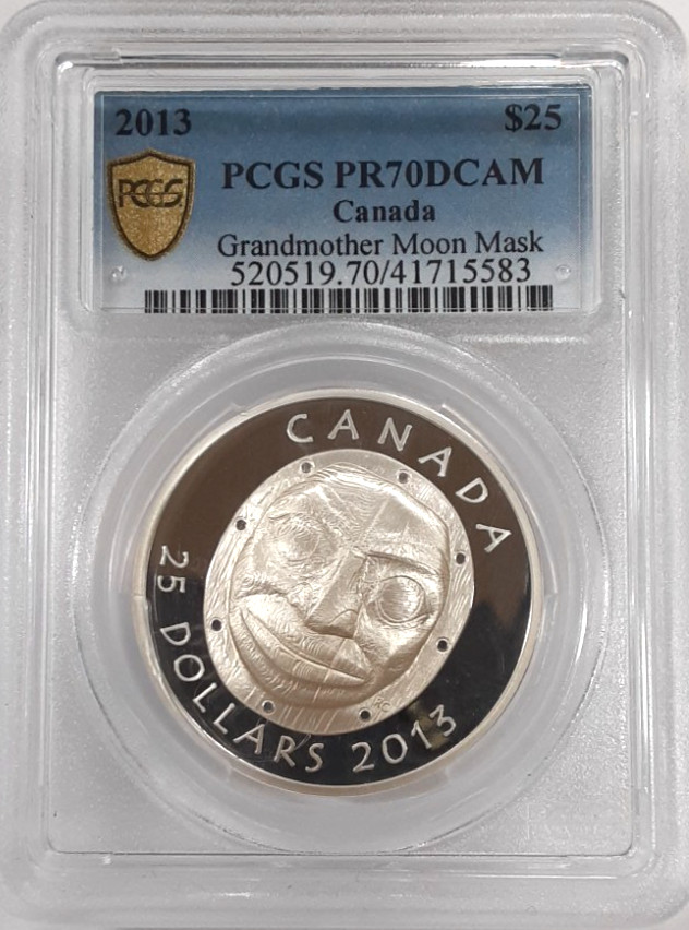 2013 Canada 25 Dollars Silver Grandmother Moon Mask PCGS PF 70DCAM