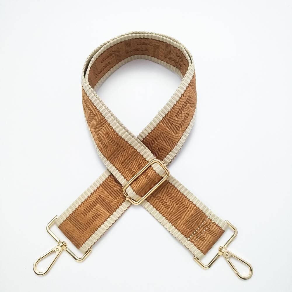 Adjustable Wide Brown White Crossbody Bag Strap Replacement for Handbag Purse 2"