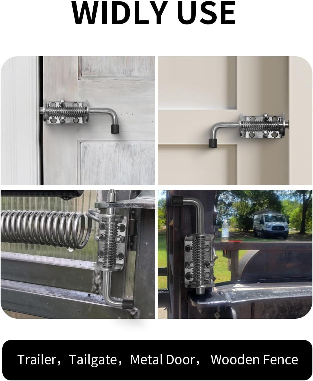 Multi-Purpose Heavy Duty Zinc Plated Gate Latch - 6in Spring Loaded Bolt (2pcs)