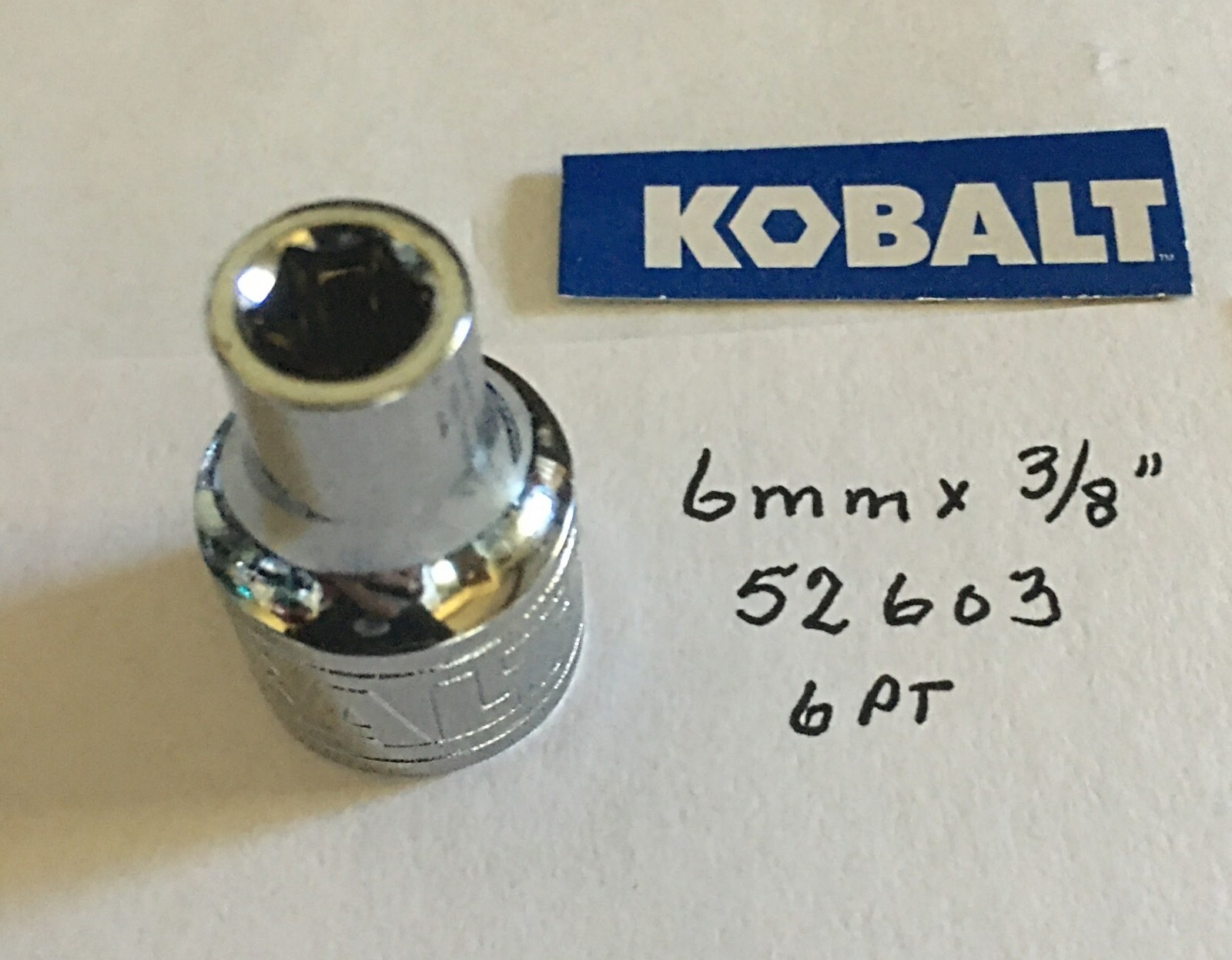 Kobalt 6 mm x 3/8" Dr Standard Chrome Socket 6 Pt  # 52603  Free USA Shipping