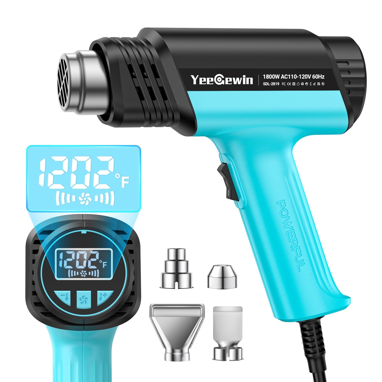 1800W Heat Compact Design Hot with LCD Display Variable Temperature Control 1...