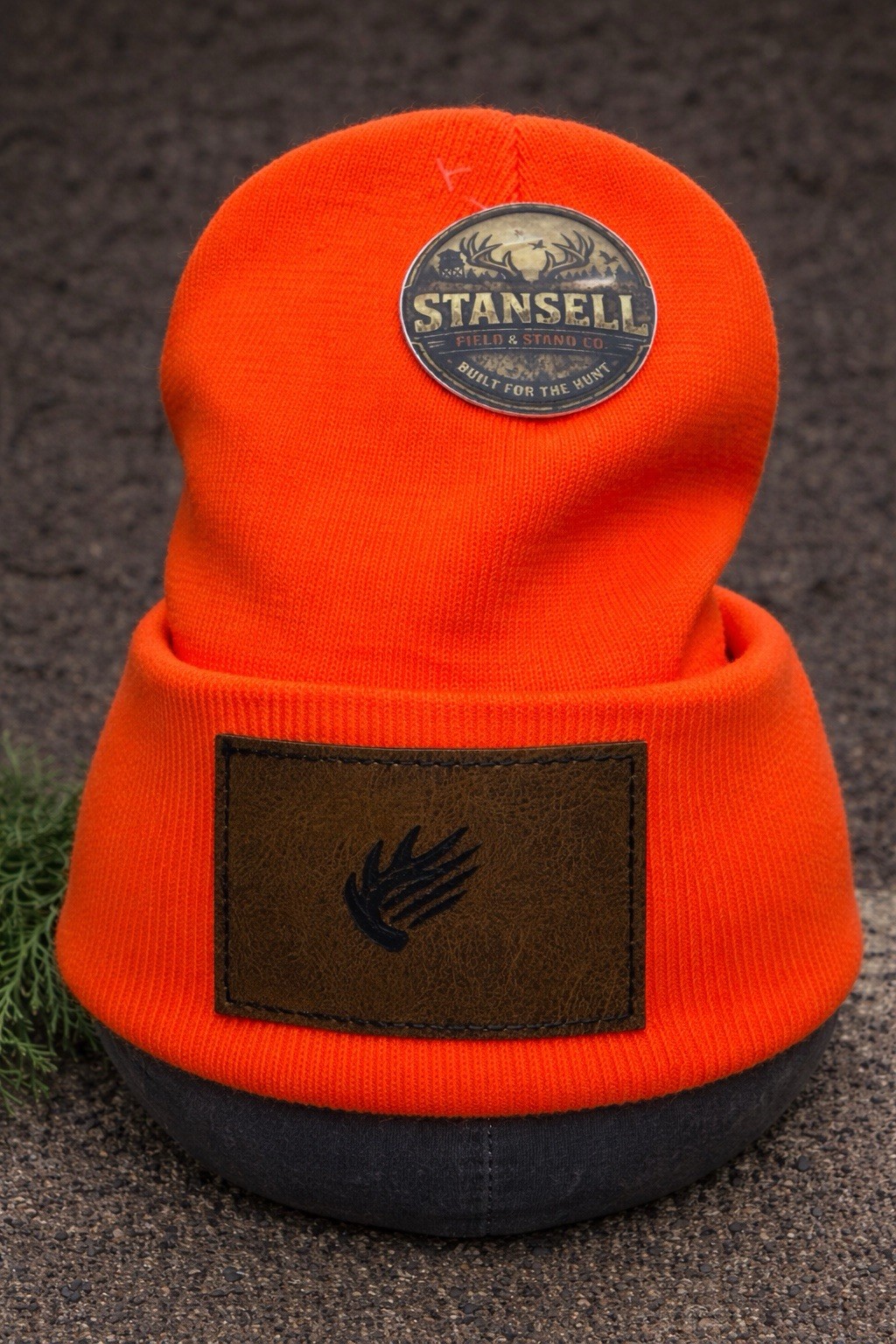 Stansell Field & Stand Co. Orange Cotton Beanie with antler slash logo Patch