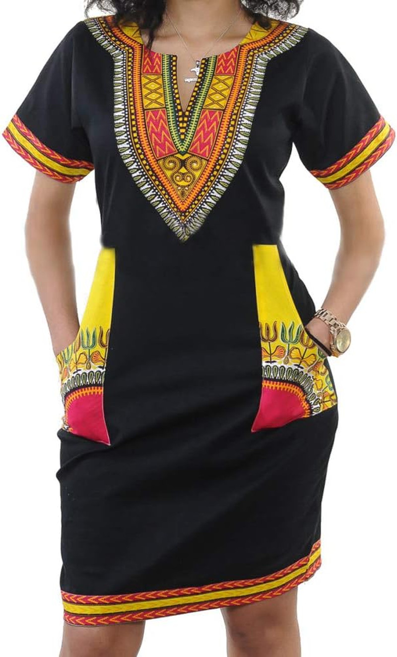 Bohemian African Dashiki Midi Dress - Vintage Ethnic Style for Women