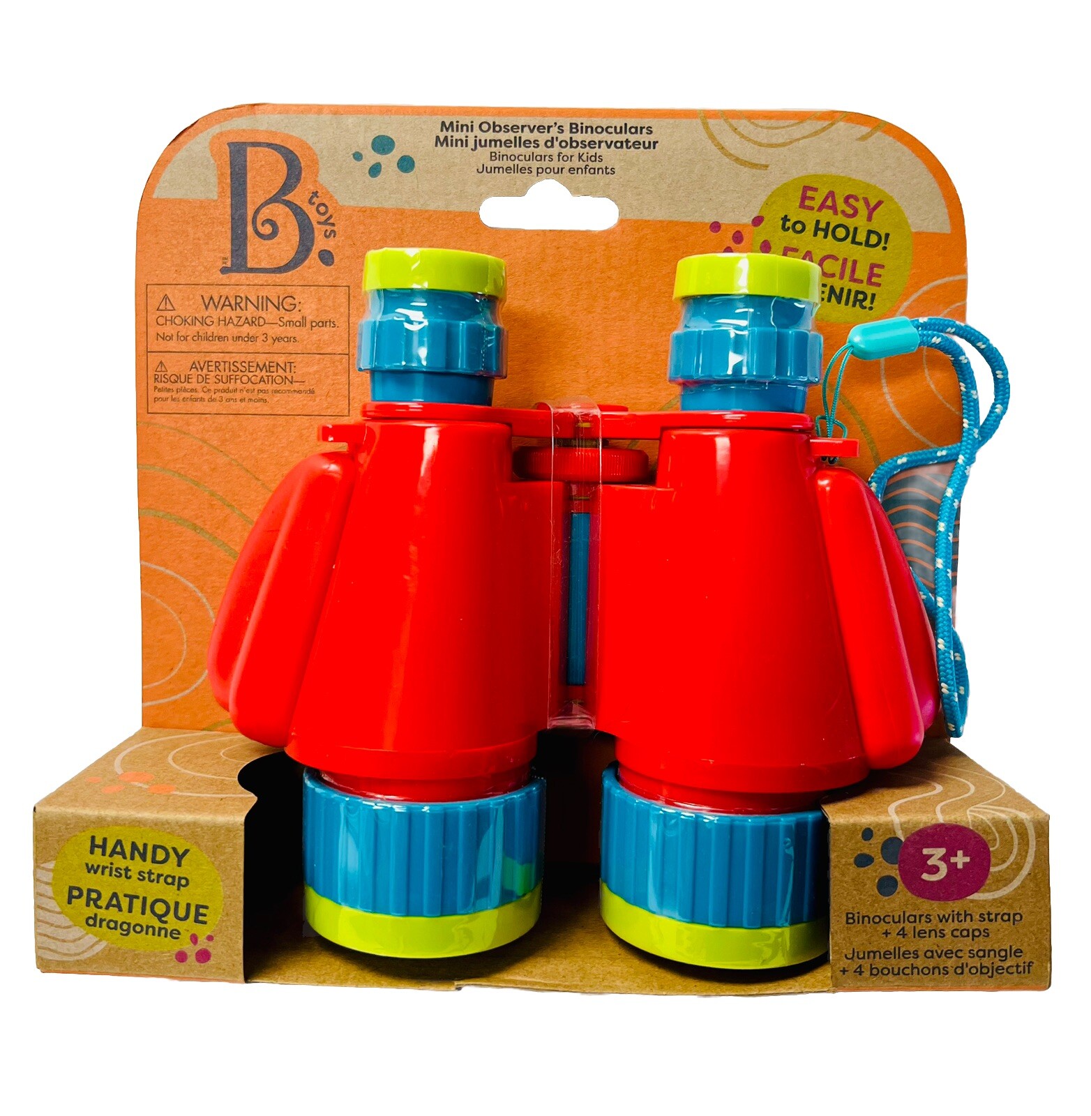 Mini Observers Binoculars - B. Toys Easy To Hold With Strap and Covers NEW
