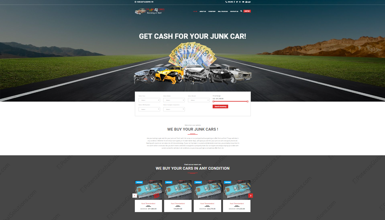 Junk Car / Vehicle Buying Website / Free Installation / Hosting / Setup