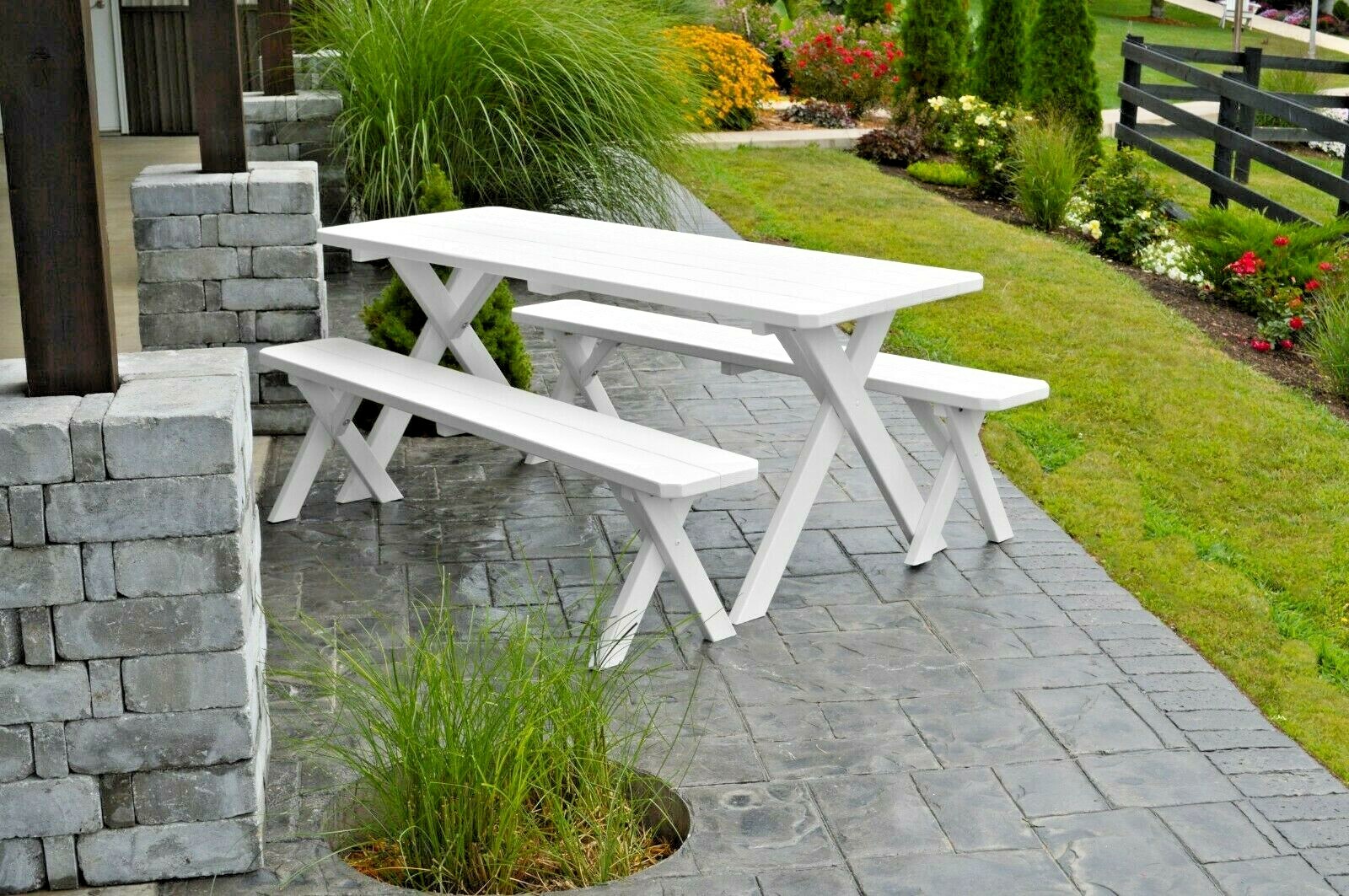 5 FT- PICNIC TABLE-Cross Leg Style *UNFINISHED, STAIN & PAINT OPTIONS* MADE-USA