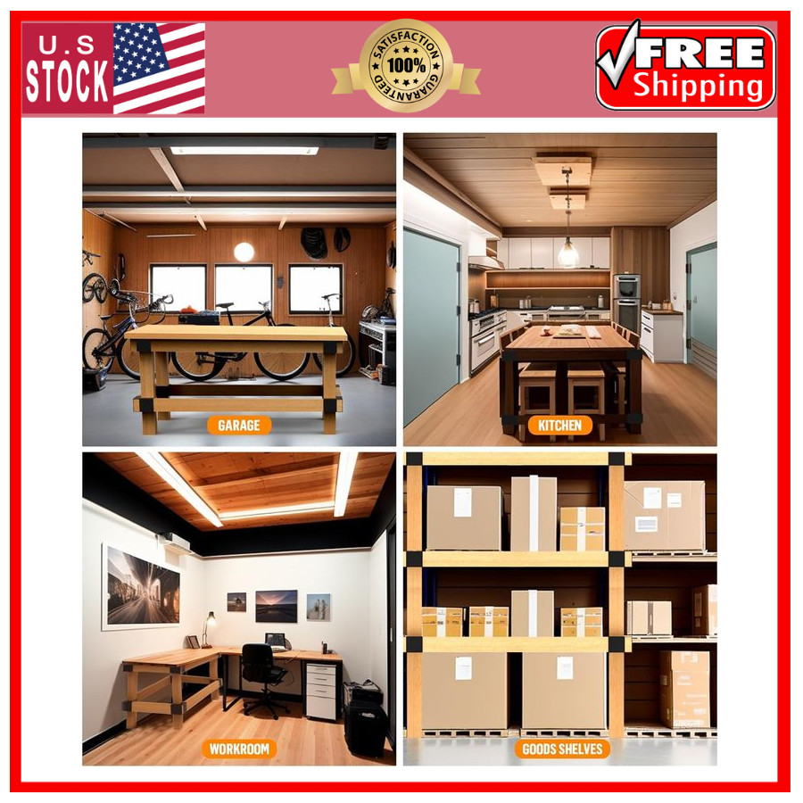 4 Pack Heavy Duty Workbench Bracket Kit for 4x4 2x4 Lumber DIY Garage Table