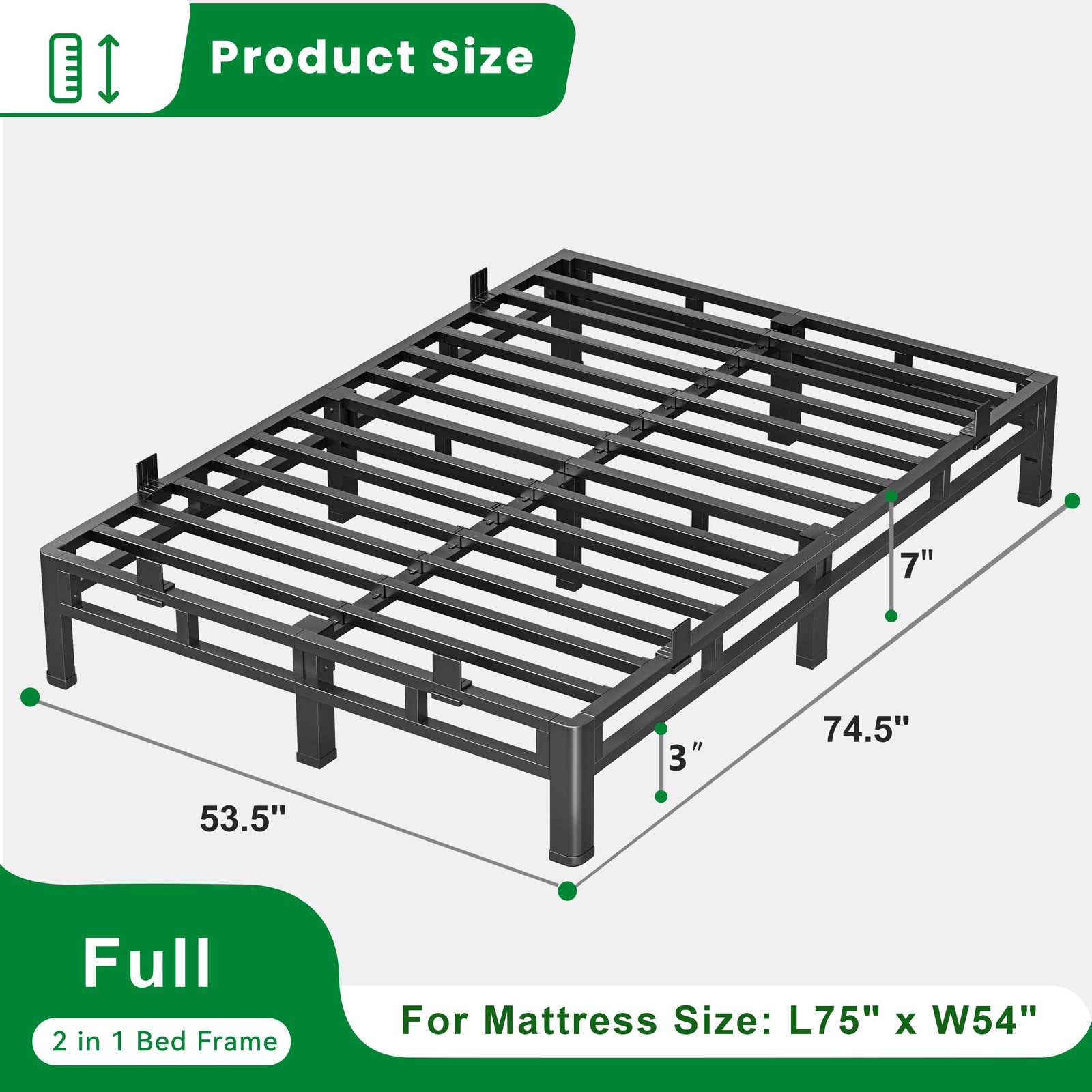 ROIL 7 Inch Full Size Bed Frame, Metal Bed Frame & Box Spring 2 in 1 Platform...