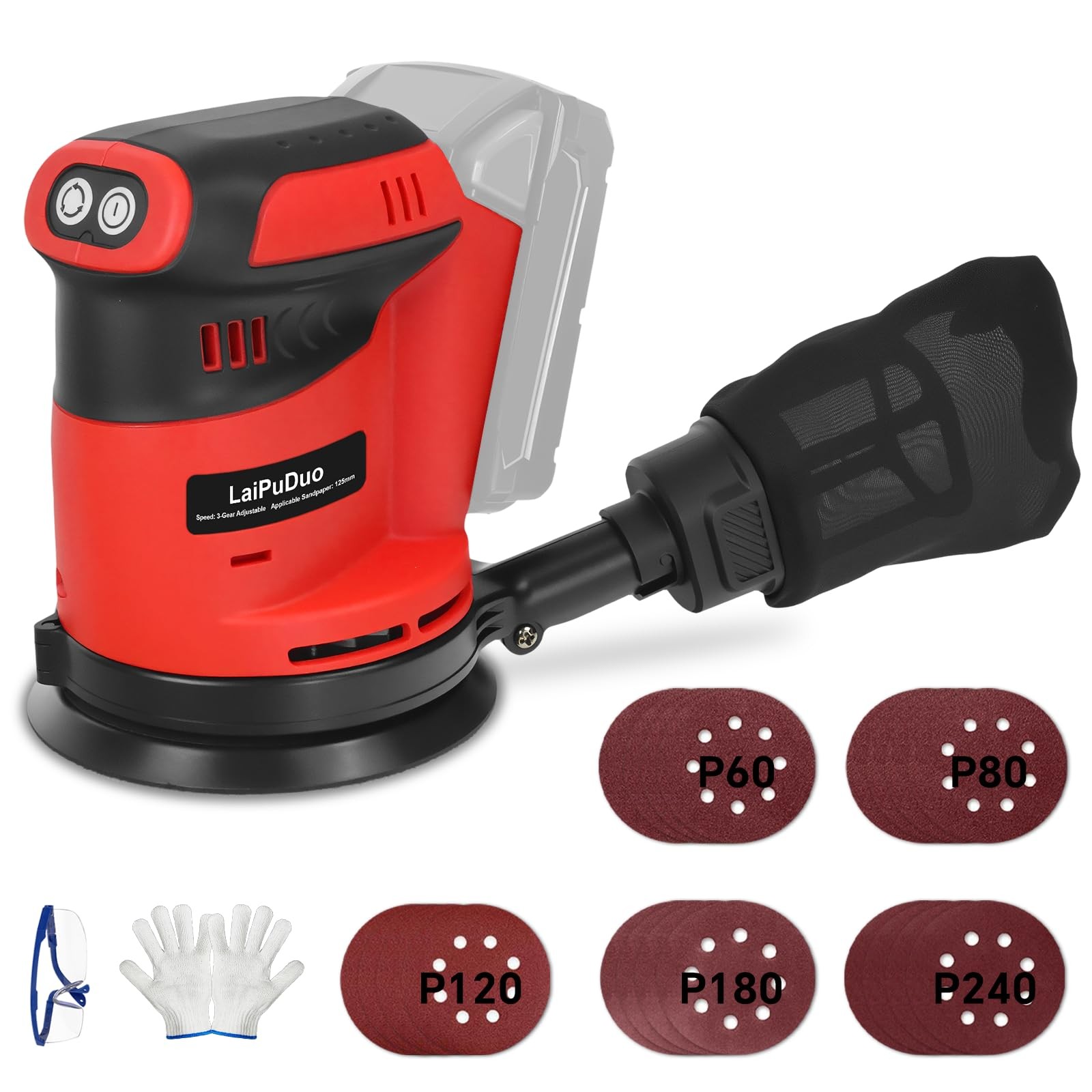 Cordless Random Orbital Sander for Milwaukee 18V Battery，5" Electric Palm Sander