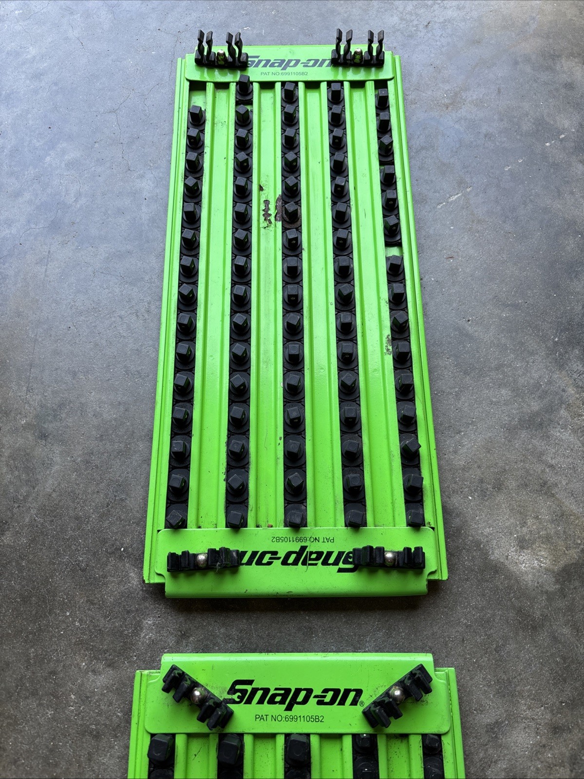 (2) Snap-On Tools 20” Combination Drive Lock-A-Socket Tray Green