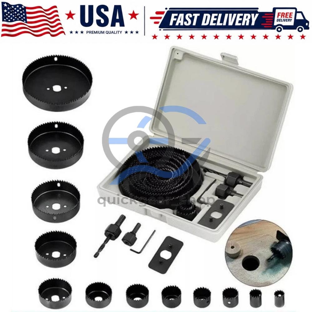 US 16 Set Hole Saw Cutter Set 3/4" - 5" Wood Plastic Sheet Metal Drill Bit Kit