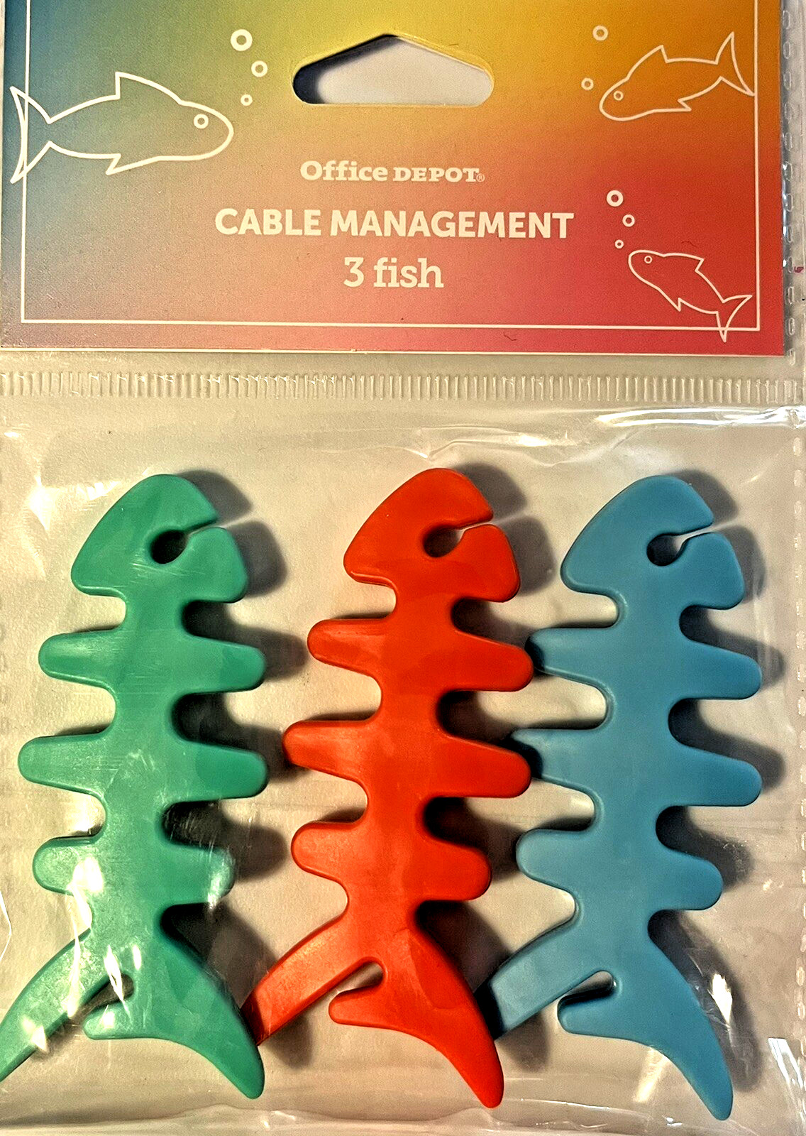 Fish Bone Cable Management Wrap, Cable Holder, Wire Holder 3" - 3 Fish per pack