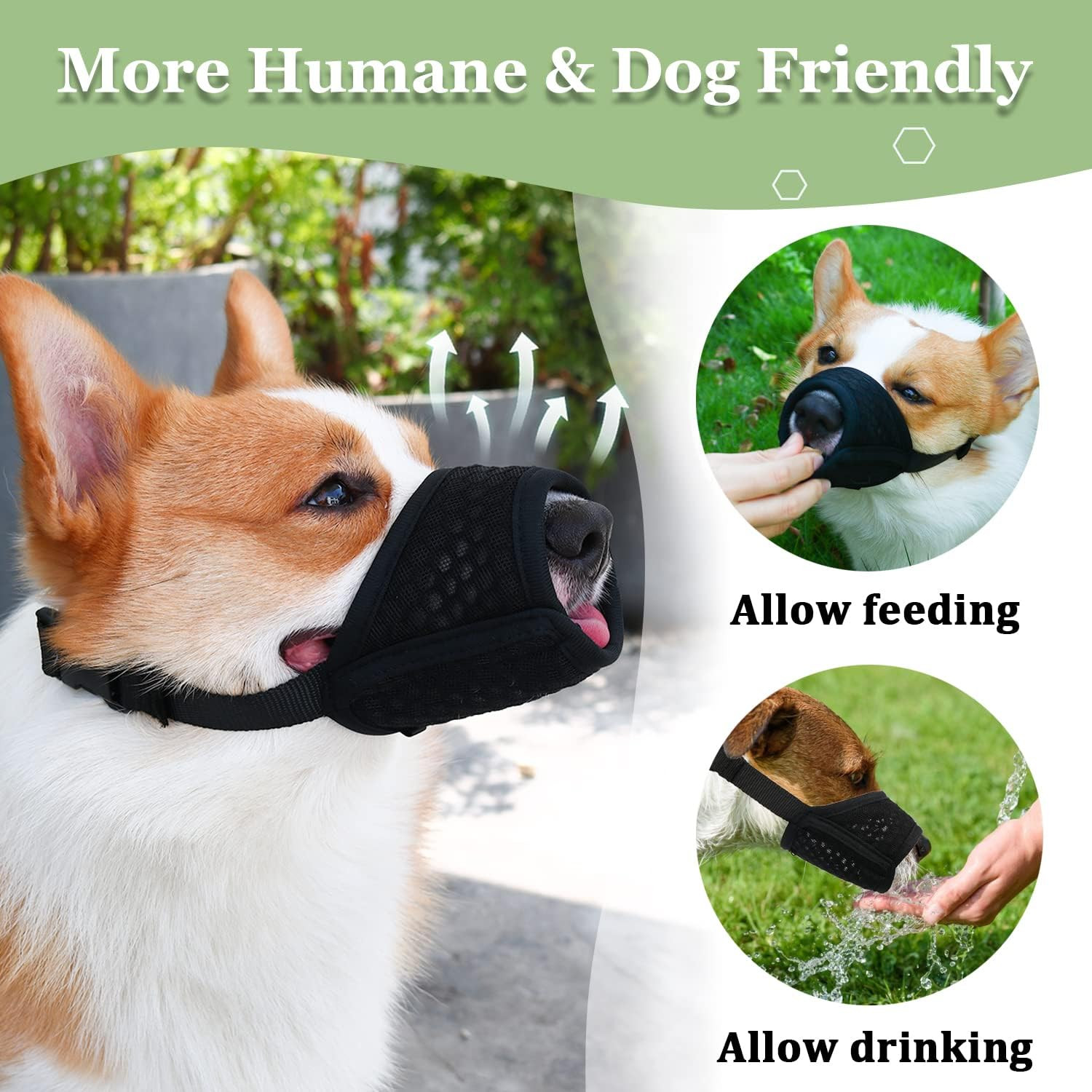 Dog Muzzle, Puppy Soft Mesh Muzzle for Small Medium Large Dogs Chihuahua Poodles