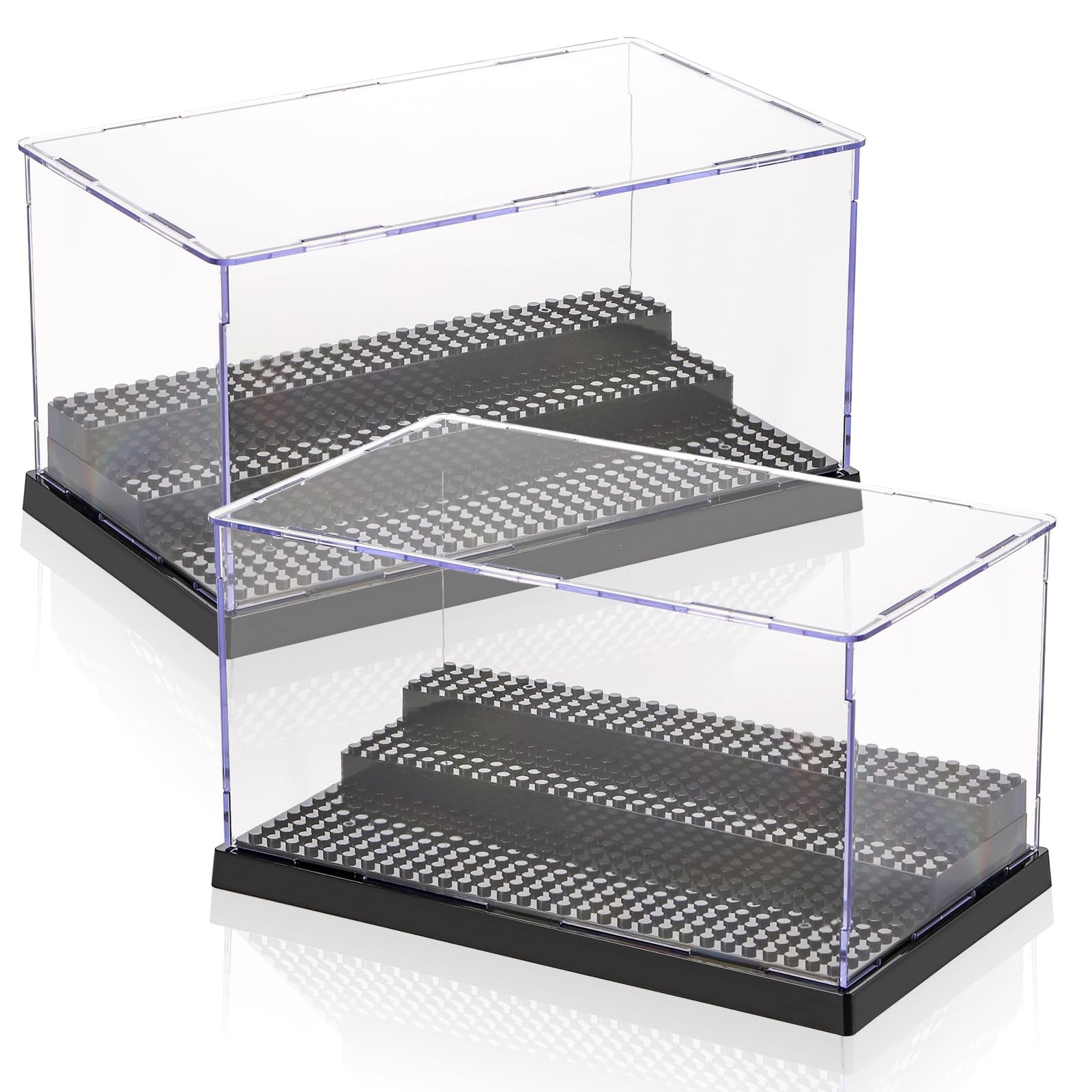 2 Pack Display Case for Minifigure Action Figures Blocks, Acrylic Display Sto...